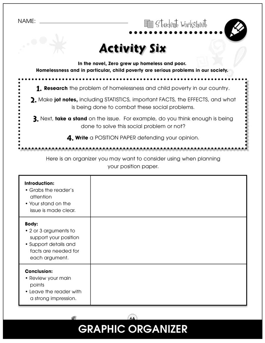 Holes - Bonus Worksheets - Grades 5 To 6 - Ebook - Bonus intended for Free Printable Worksheets On the Book Holes
