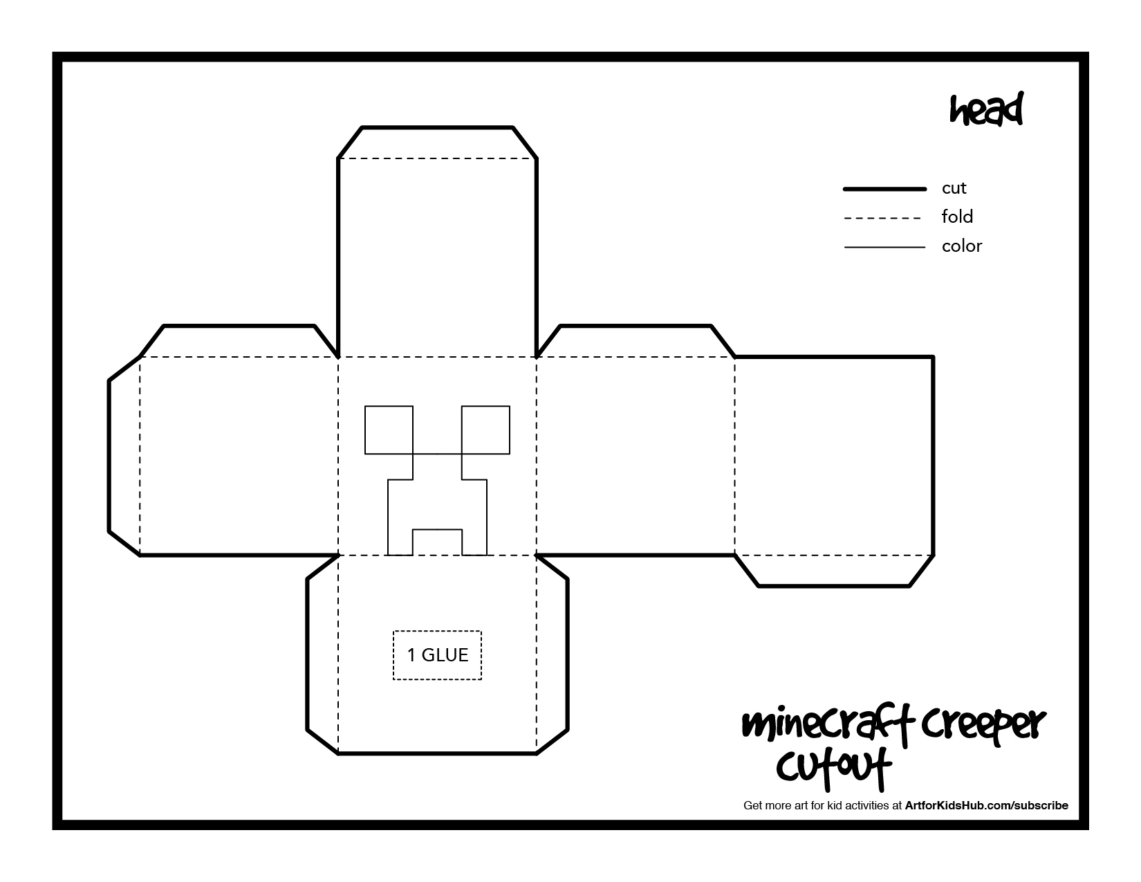 How To Make A Papercraft Creeper From Minecraft - Art For Kids Hub - inside Free Printable Minecraft Paper