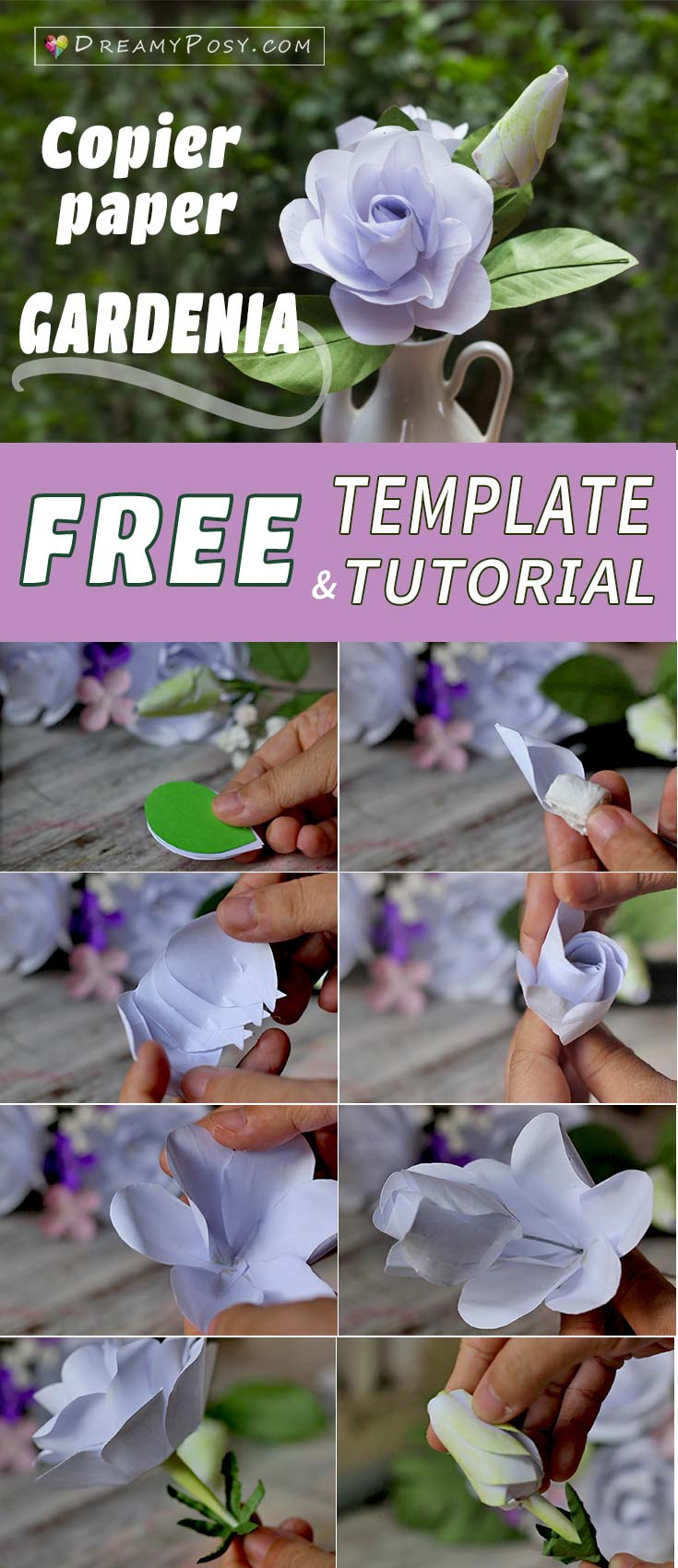 How To Make Gardenia Paper Flower And Foliage, Free Template within Free Gardenia Paper Flower Template