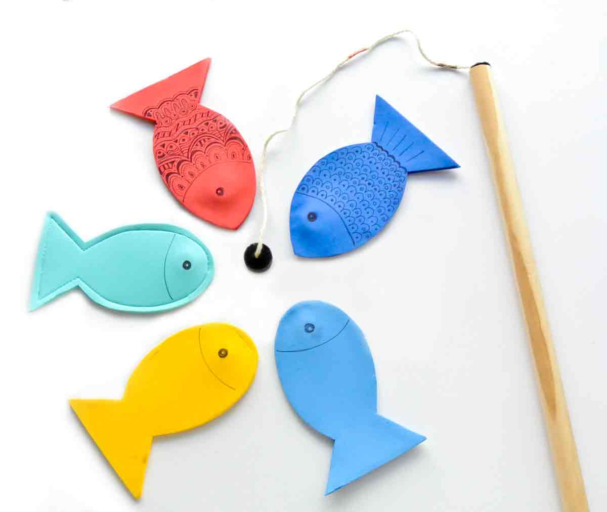 How To Make Your Own Magnetic Fishing Game For Kids | Diy with Free Printable Pattern For Pretend Fishing Poles For Preschoolers