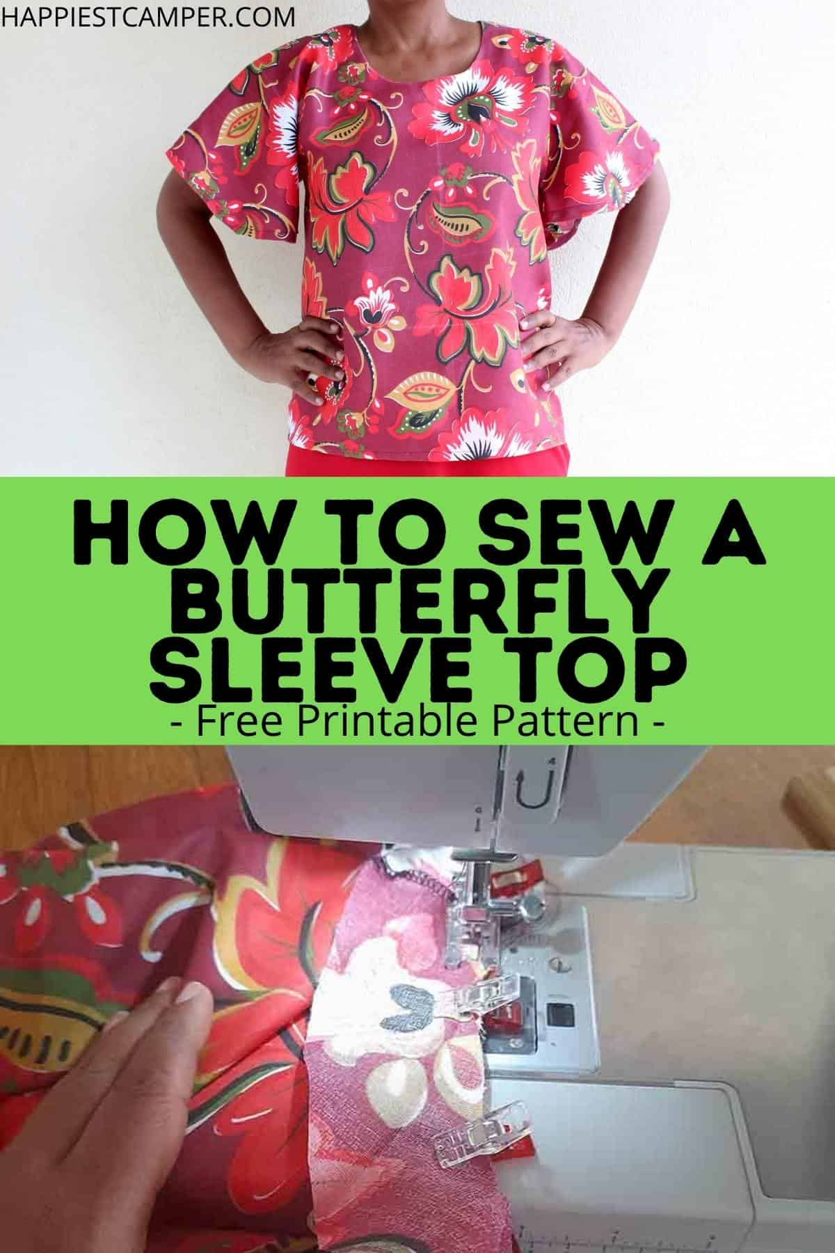 How To Sew A Butterfly Sleeve Top - Free Printable Pattern throughout Free Printable Cap Sleeve Pattern