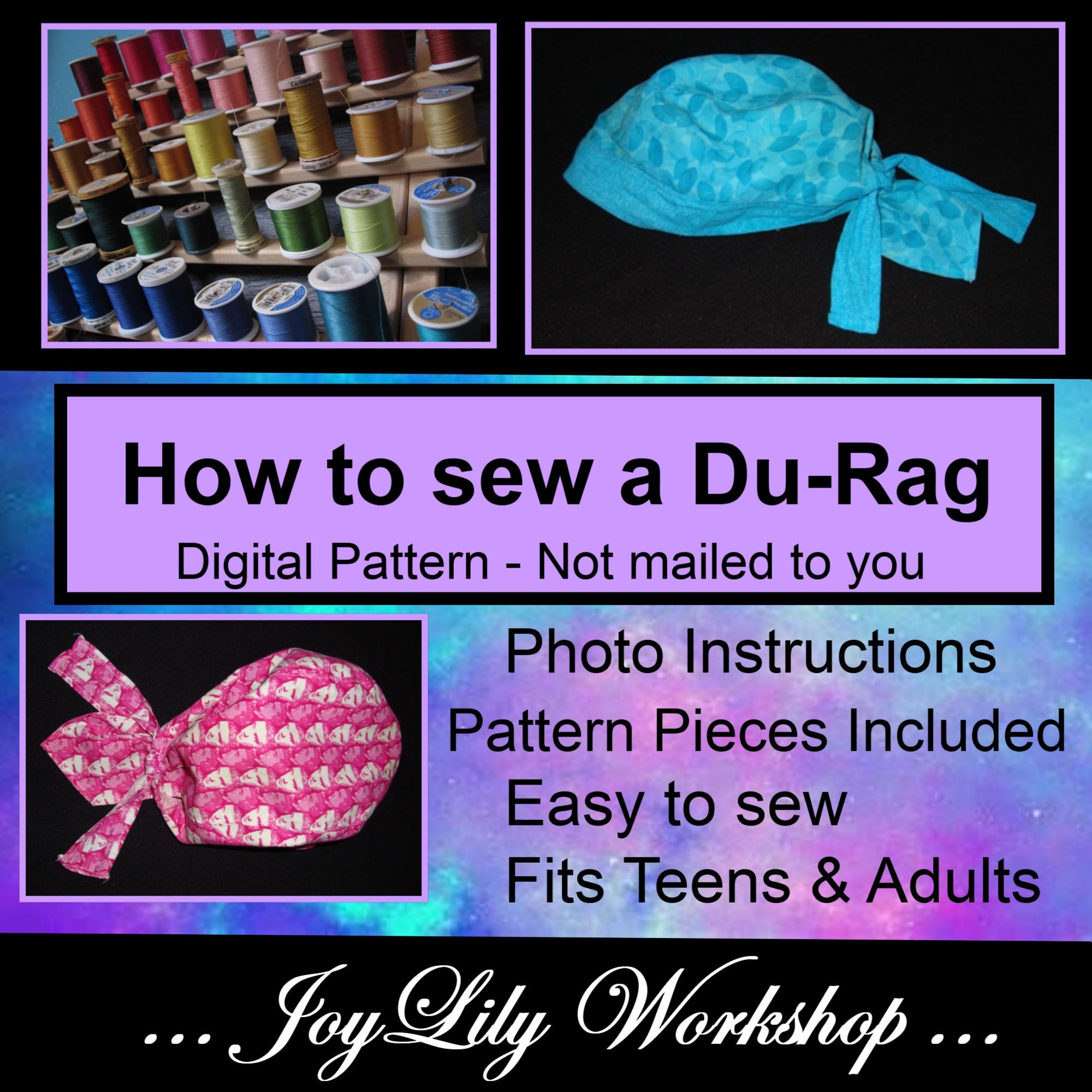 How To Sew A Du-Rag, Pdf Instructions With Color Photos And in Printable Durag Sewing Pattern