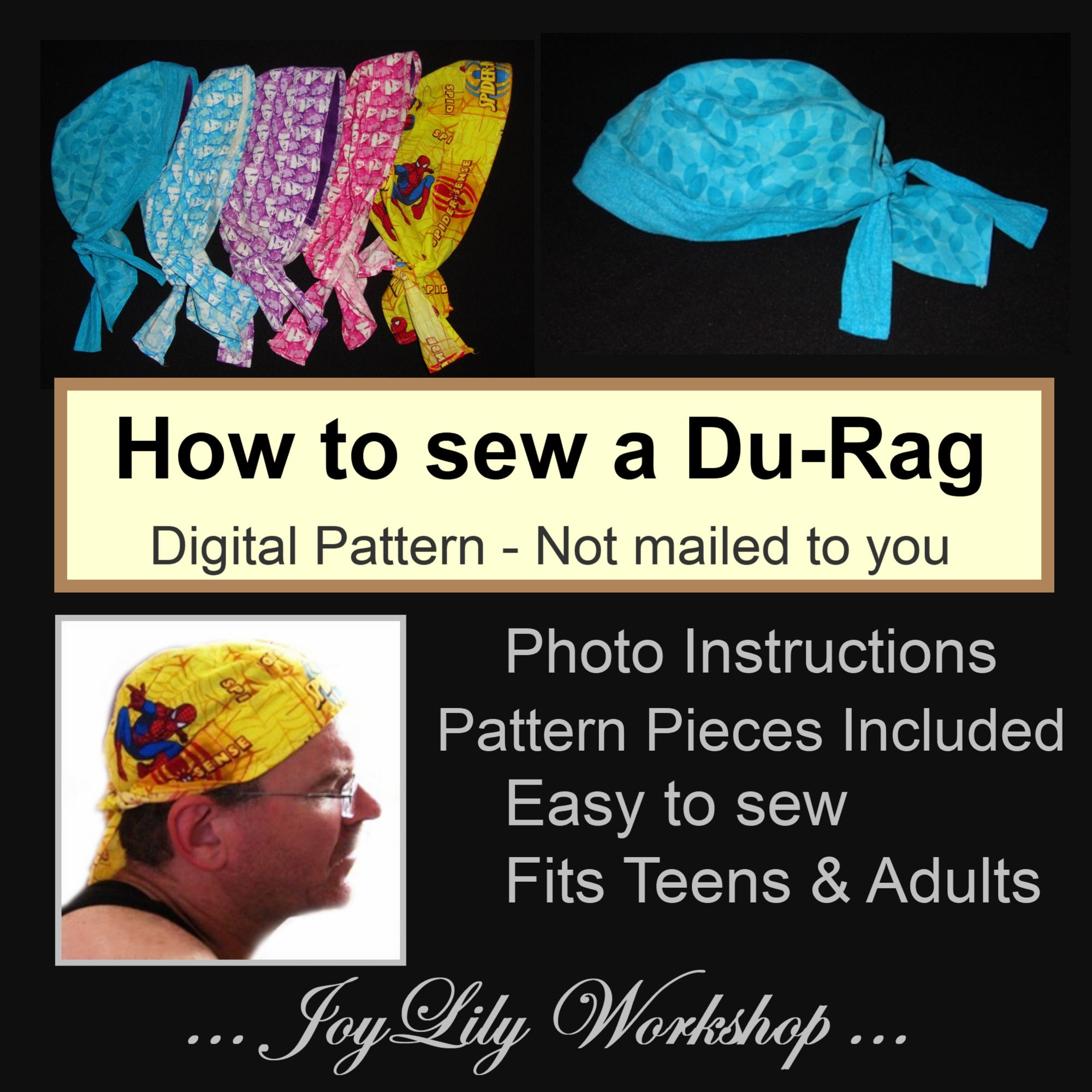 How To Sew A Du-Rag, Pdf Instructions With Color Photos And intended for Printable Durag Sewing Pattern