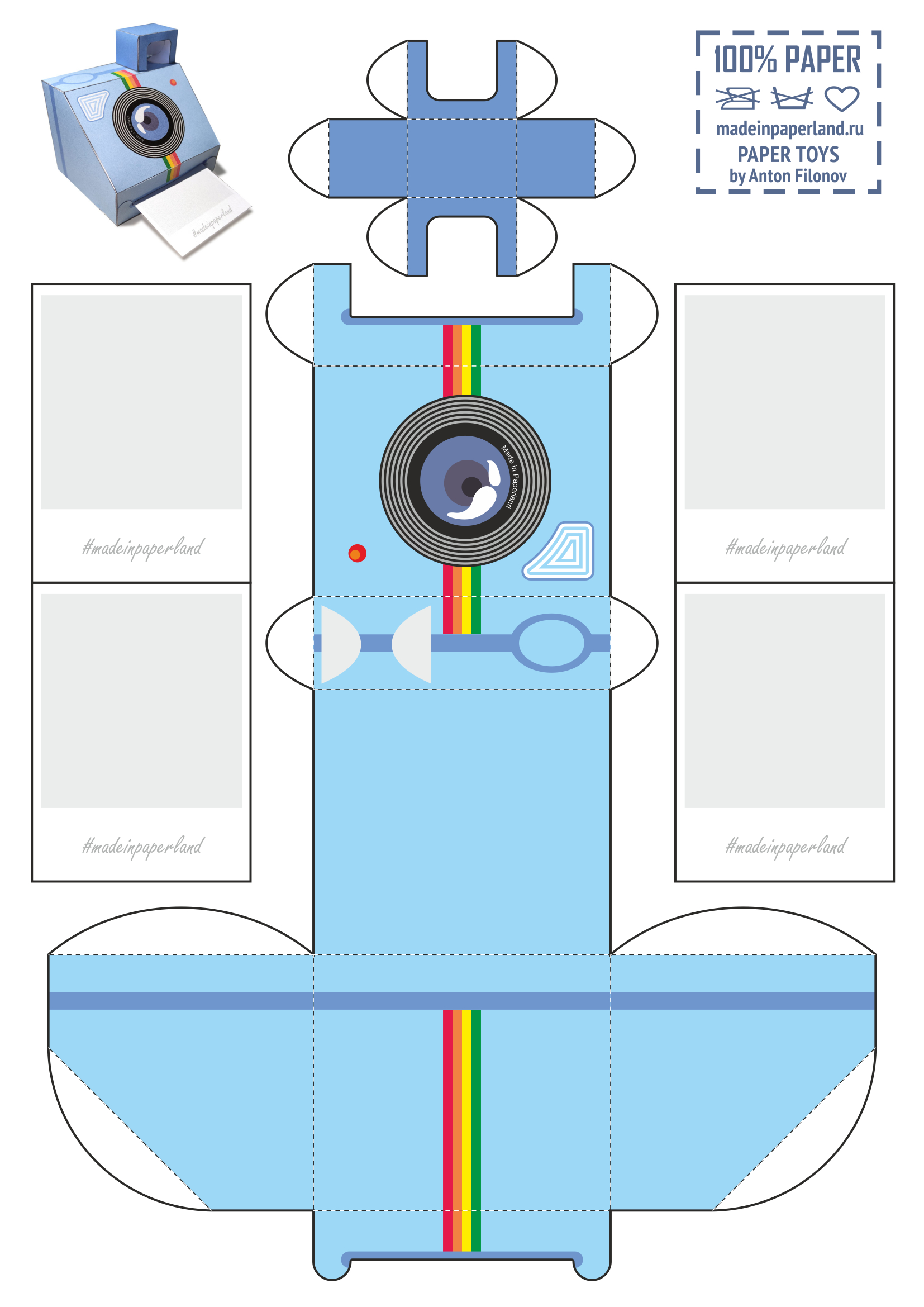 Instacamera Paper Model - Free Printable Paper Modelsanton Filonov inside Free Printable Paper Camera Template