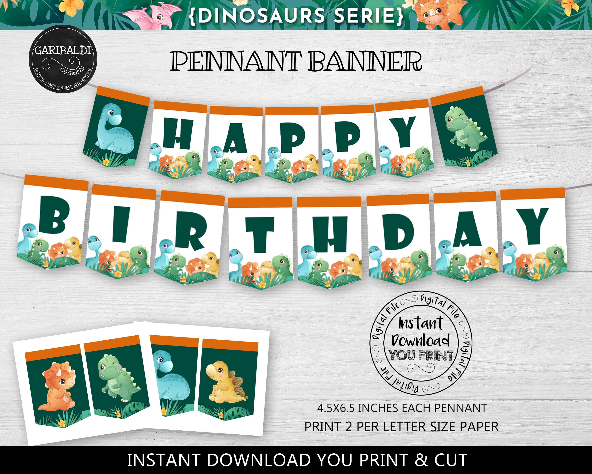 Instant Download Dinosaur Birthday Banner Printable &amp;quot;Happy throughout Dinosaur Birthday Banner Printable Free