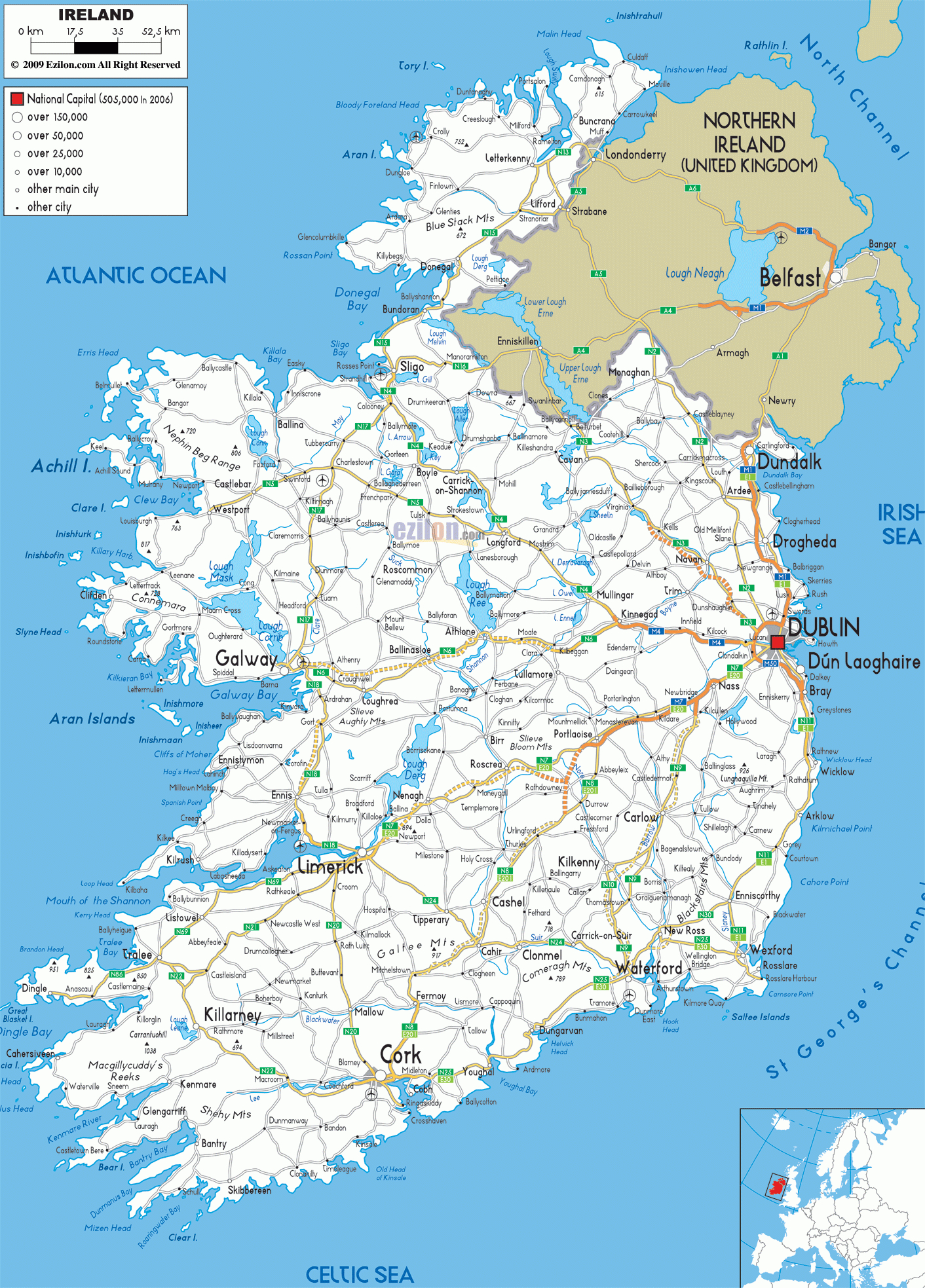 Ireland Road Map: Highways, Motorways, And Scenic Routes Explained intended for Map of Ireland Printable Free
