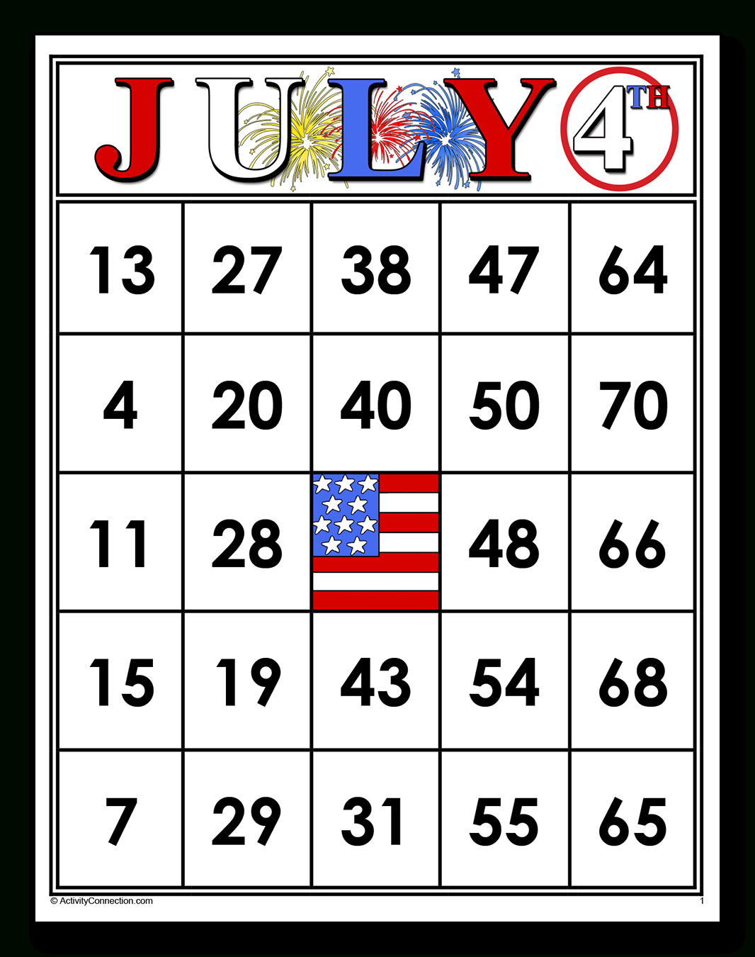 July 4Th Bingo Cards (Printable) - Activity Connection intended for 4th of July Bingo Cards Printable Free