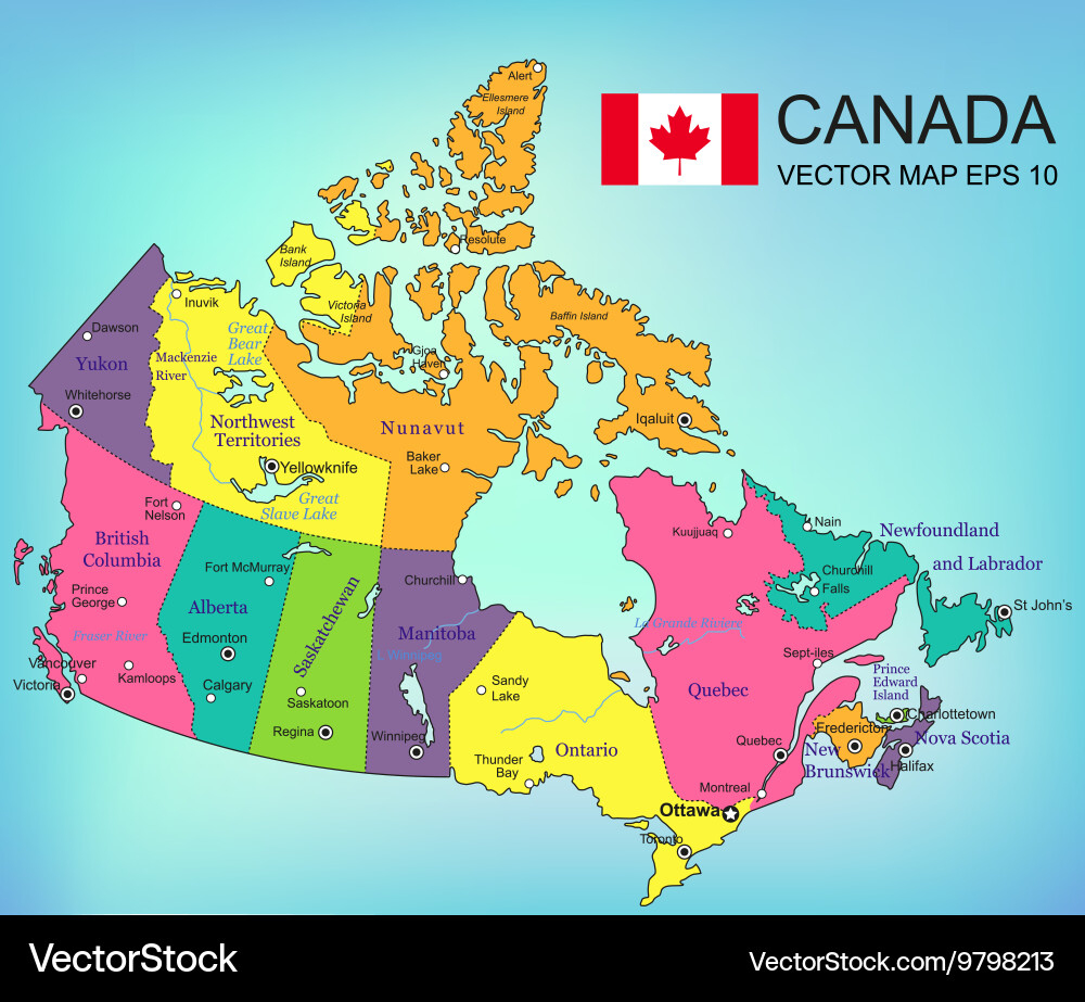 Kanada Karte - Provinzen &amp;amp; Gebiete Lizenzfreier Vektor pertaining to Free Printable Map of Canada Provinces and Territories