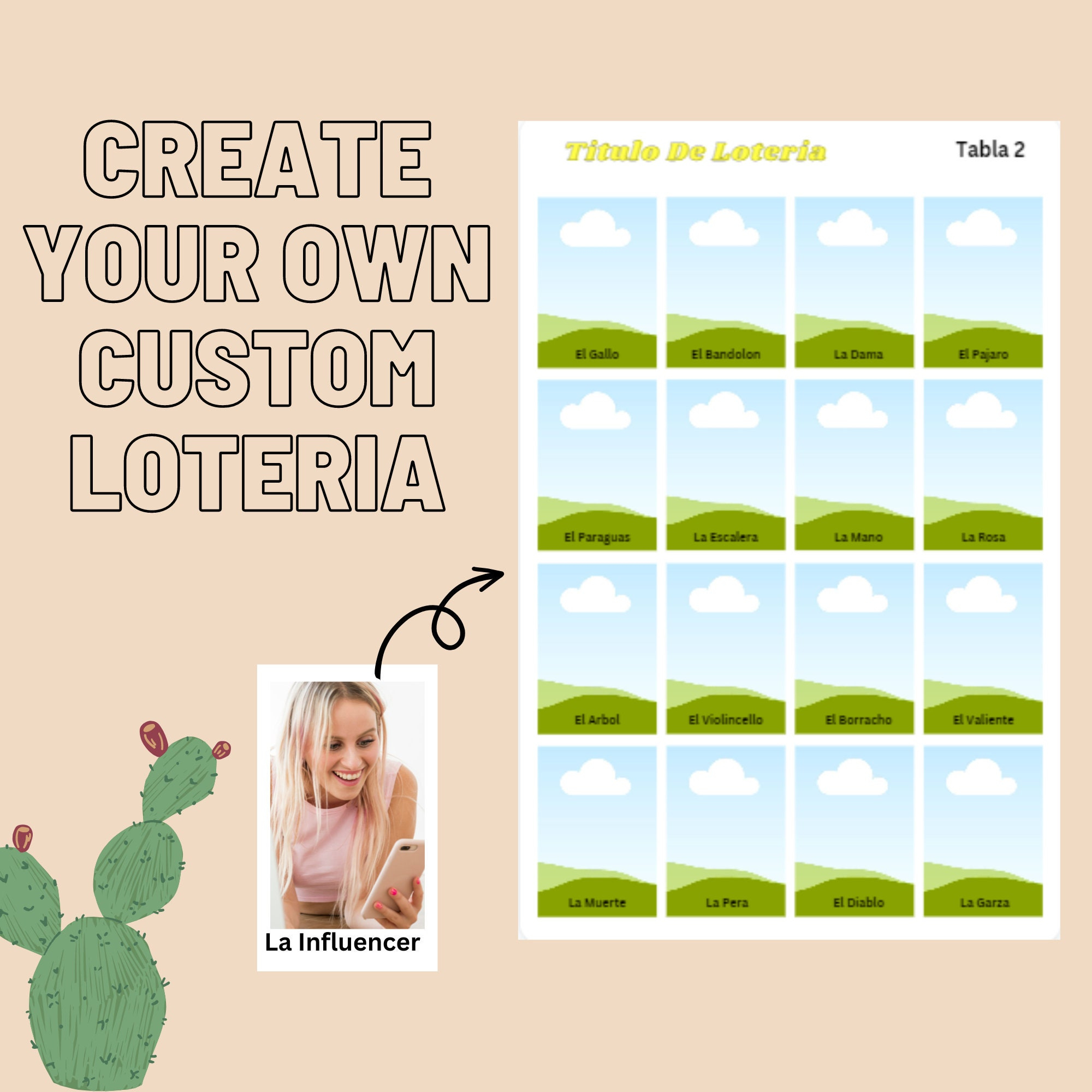 Kundenspezifische Loteria | Loteria Template *Digitaler Download throughout Loteria Template Free