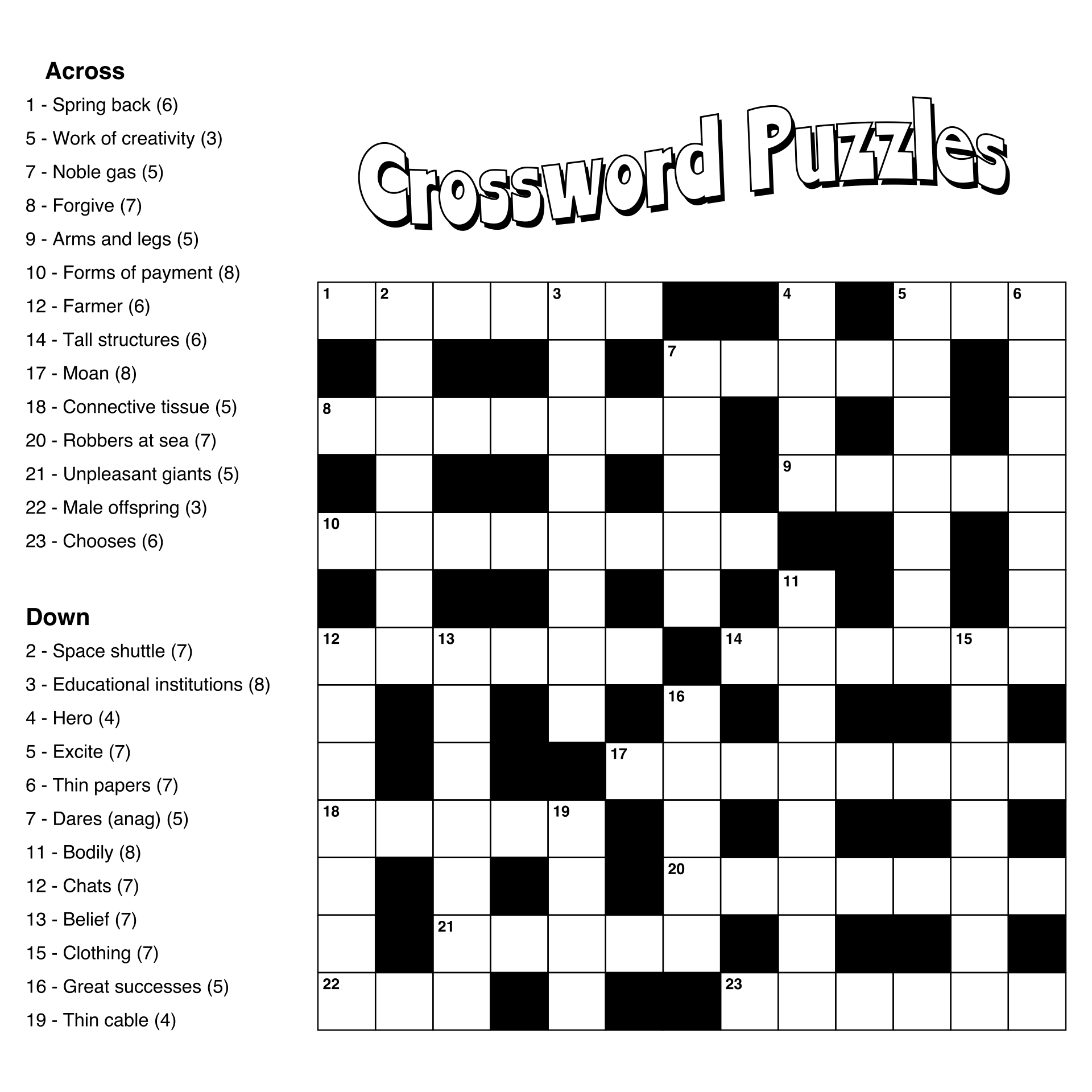 Large Print Easy Crossword Puzzles - 10 Free Pdf Printables within Free Printable Crosswords For Beginners