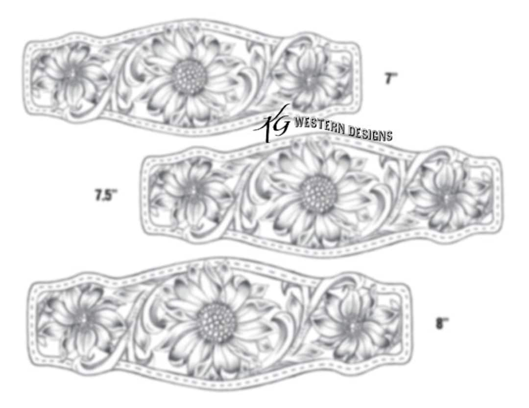 Leather Bracelet Tooling Pattern- Print Out 3 Sizes- Floral And for Downloadable Printable Leather Tooling Patterns