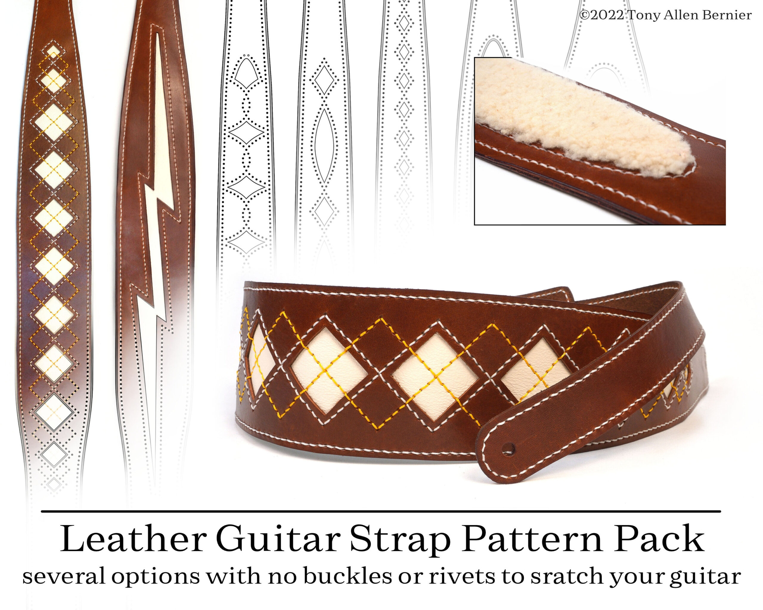 Leather Guitar Strap Patterns. Diy Leathercrafting Patterns For in Printable Leather Guitar Strap Pattern