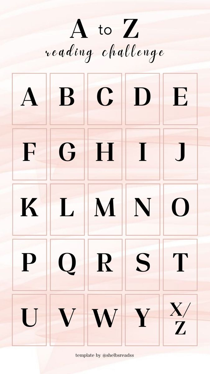 Light Pink A To Z Reading Challenge Template throughout Reading A to Z Free Printable Books