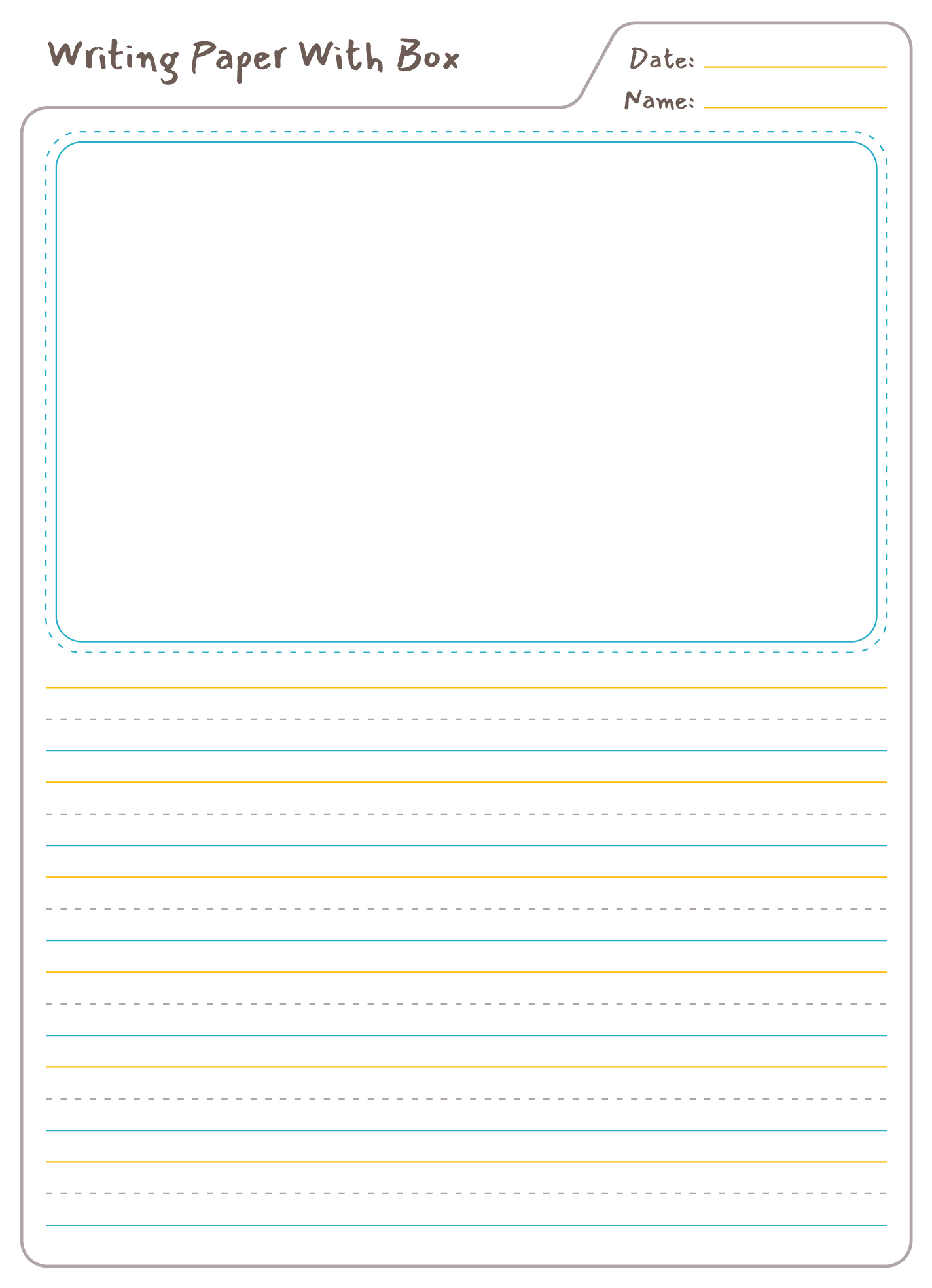 Lined Paper With Picture Box Free Google Docs Template - Gdoc.io within Free Printable Lined Paper with Picture Box