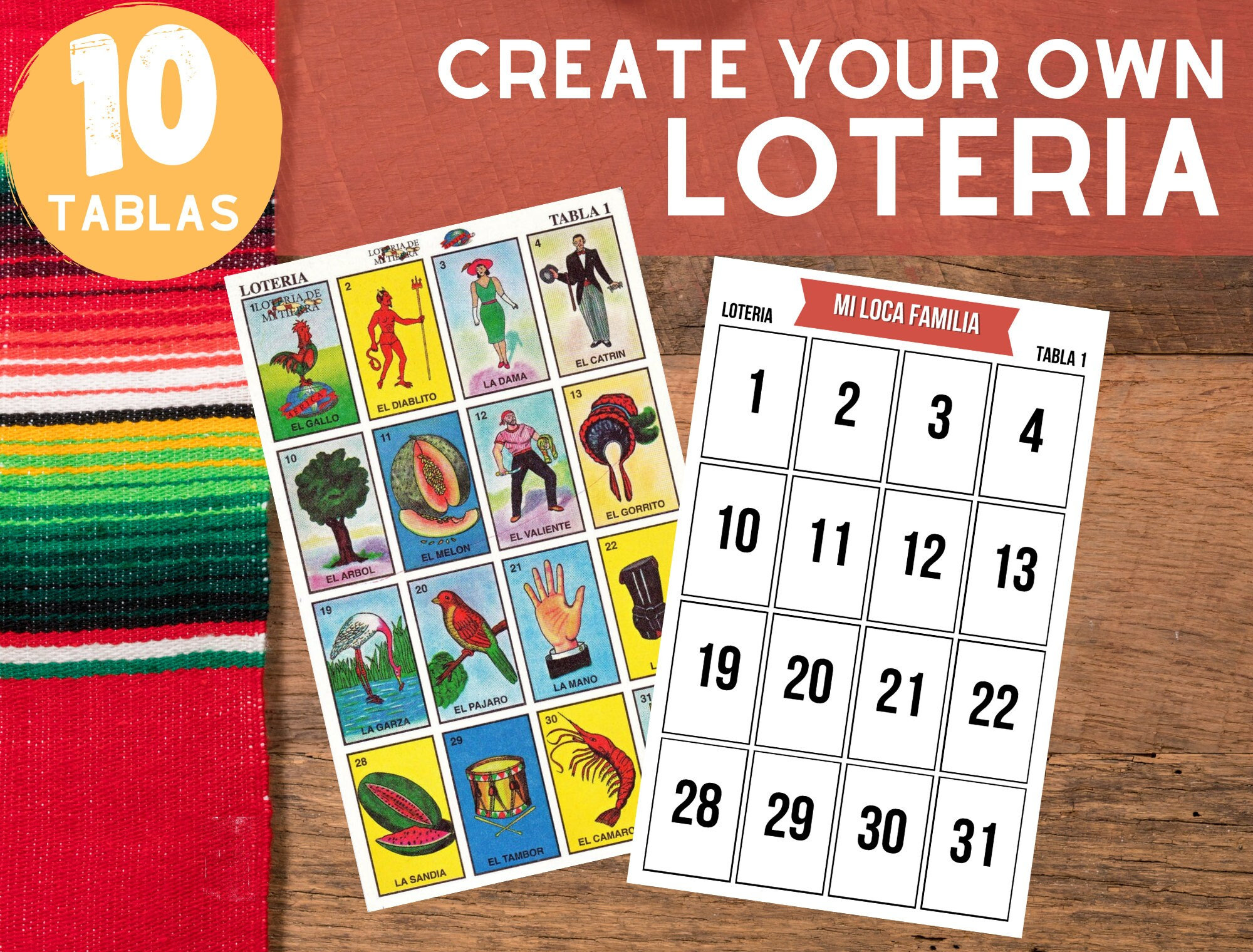 Loteria Spiel Vorlage Für Canva | 10 Tablas | Mexikanisches Bingo regarding Loteria Template Free