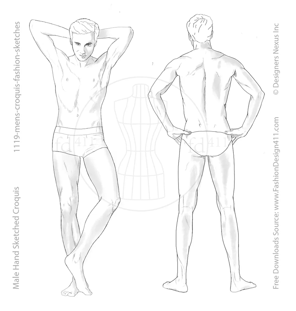 Male Fashion Croqui Templates with Free Fashion Design Croquis Templates