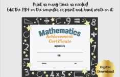 Math Certificate Award Of Recognition Template, Editable Pdf regarding Free Printable Math Awards For Students