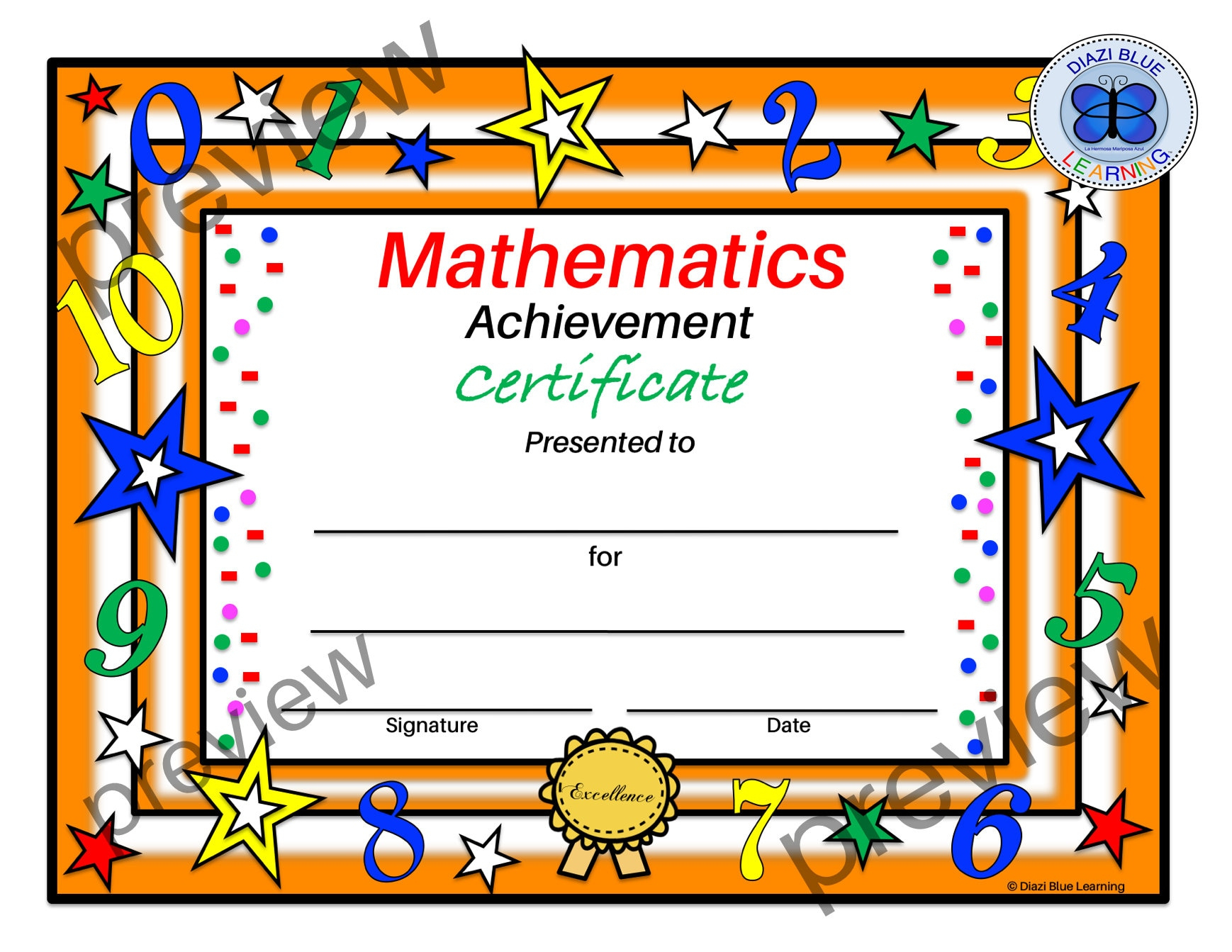 Math Certificate, Pdf Math Certificate, Pdf Math Award, Editable pertaining to Free Printable Math Awards For Students