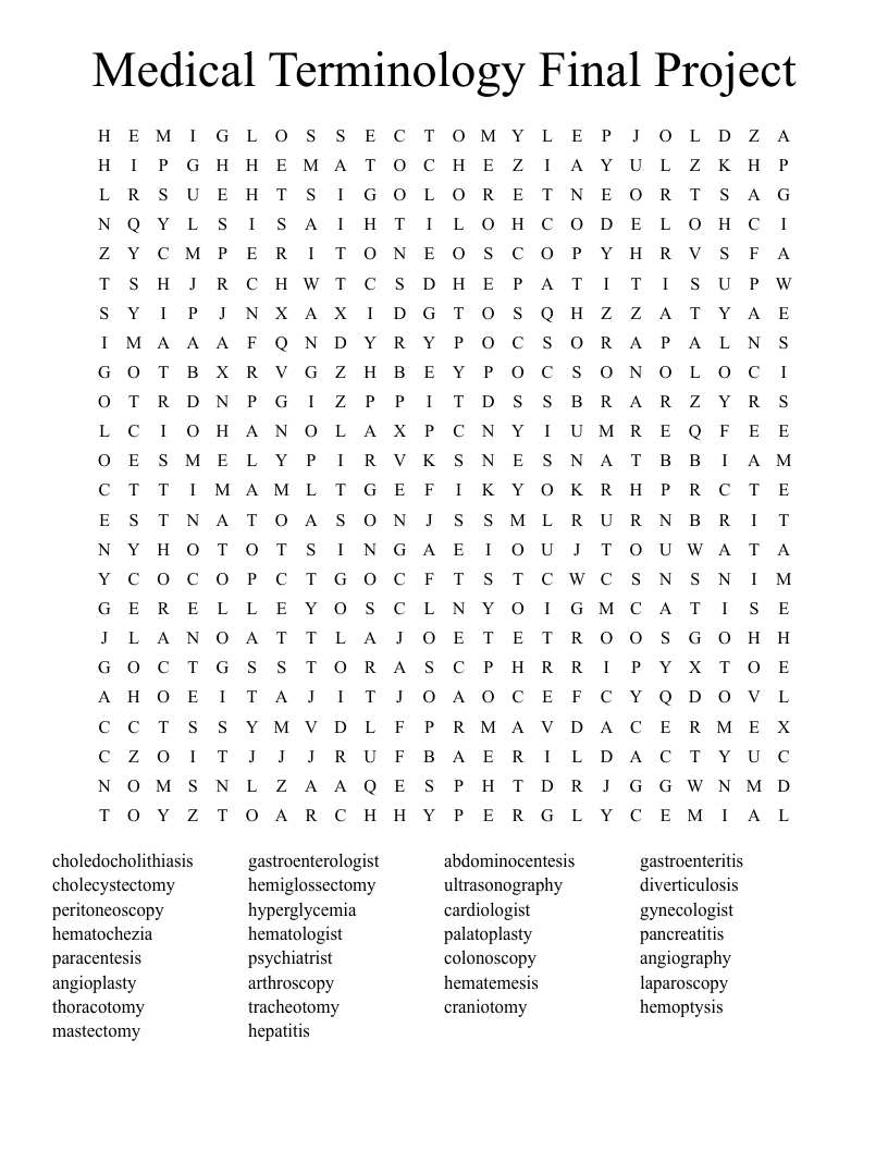 Medical Terminology Word Search - Wordmint intended for Free Printable Medical Word Search