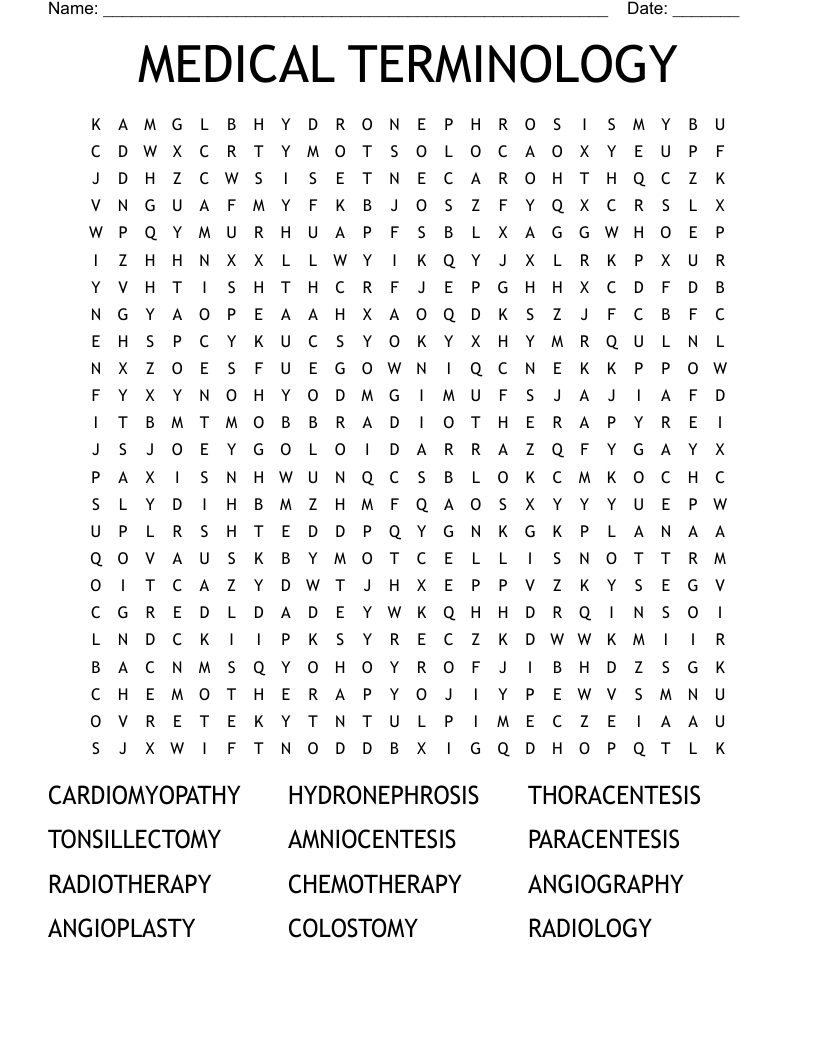 Medical Terminology Word Search - Wordmint intended for Free Printable Medical Word Search