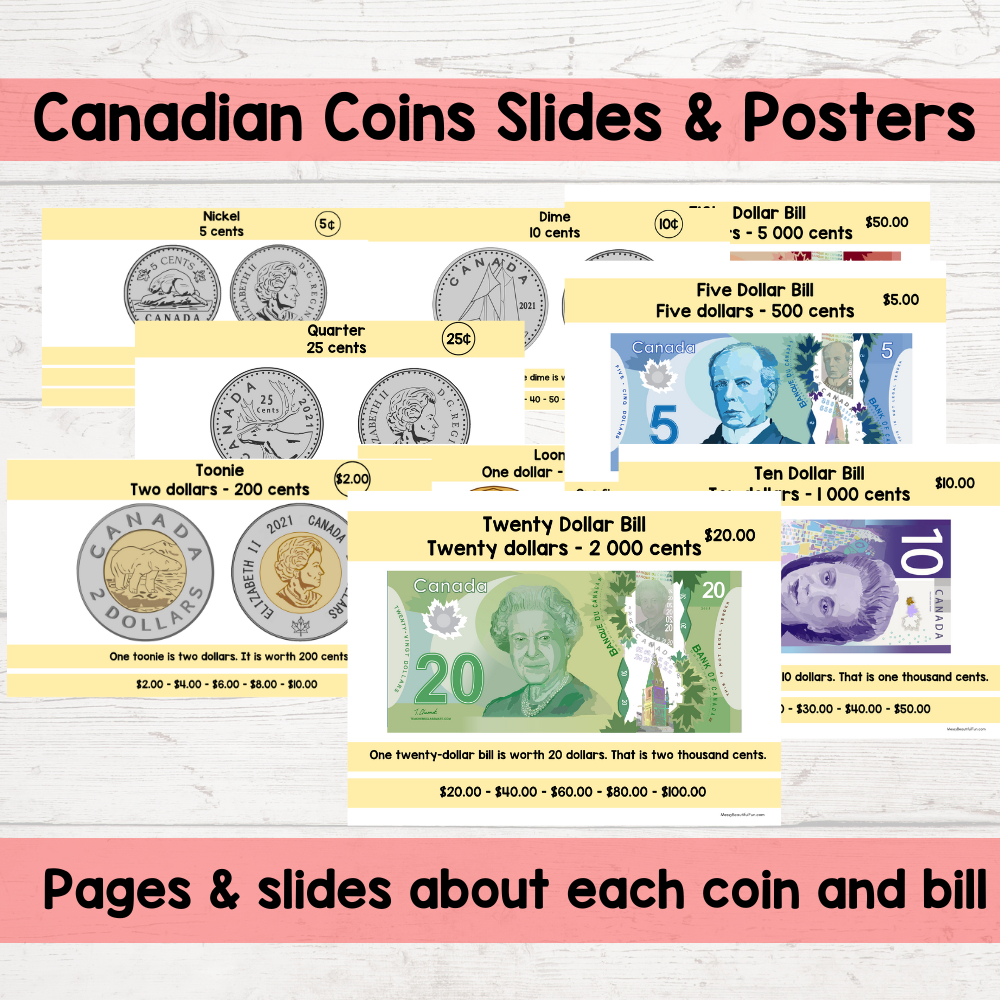 Messy, Beautiful, Fun: Free Canadian Coins And Bills Poster And throughout Canadian Money Printables Free