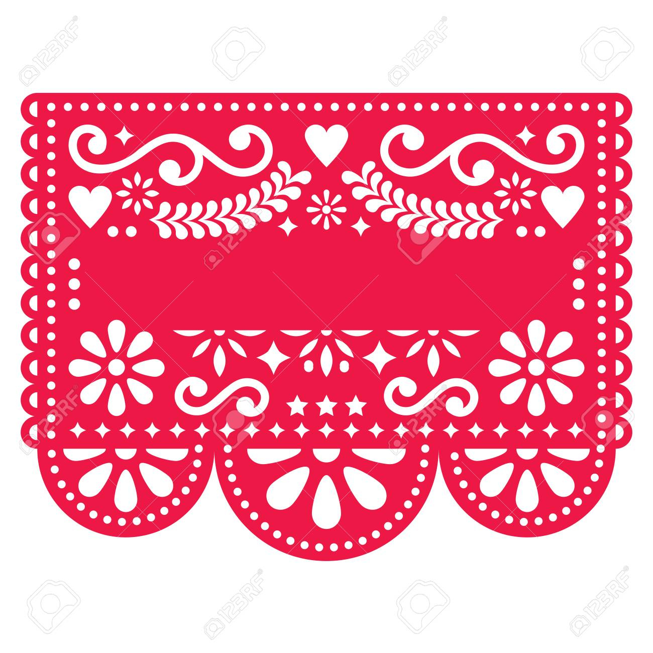 Mexican Papel Picado Vector Template Design - Traditional Red with regard to Printable Papel Picado Patterns Free