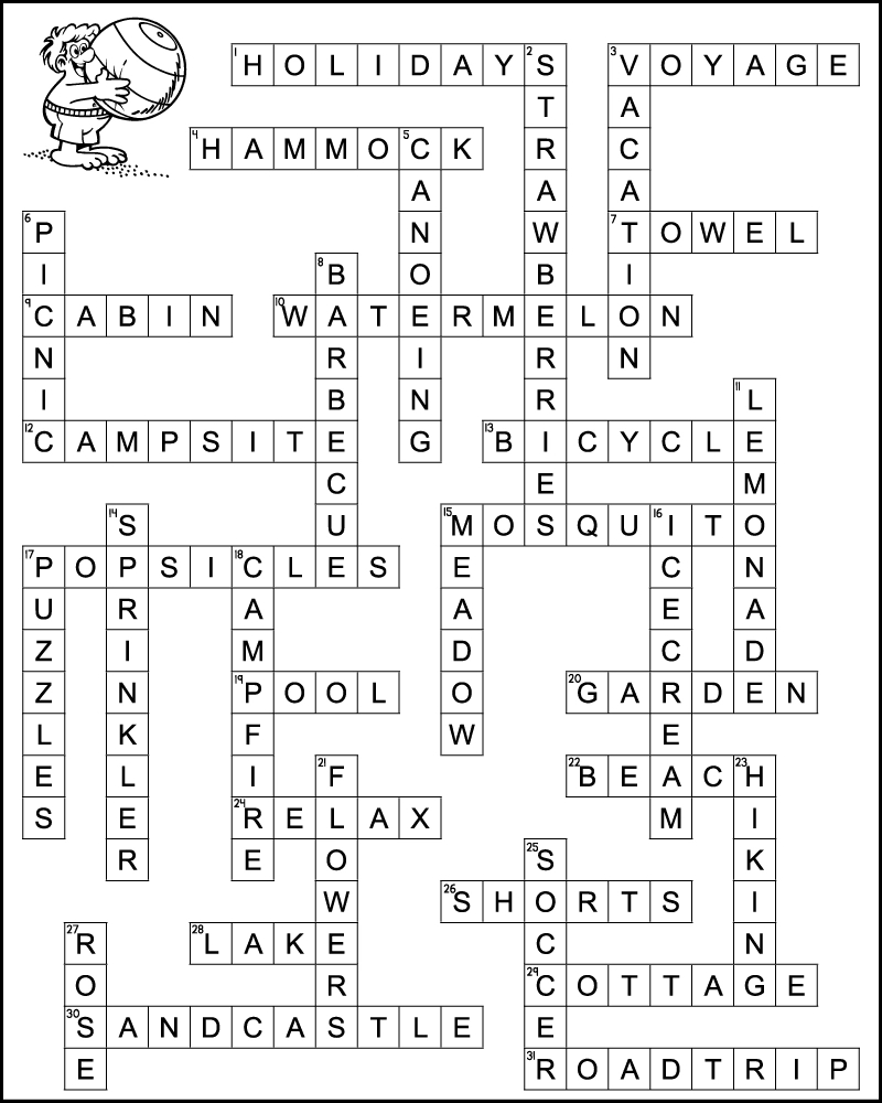 Middle School Summer Crossword Puzzle - Tree Valley Academy with Free Printable Crossword Puzzles For 6Th Graders
