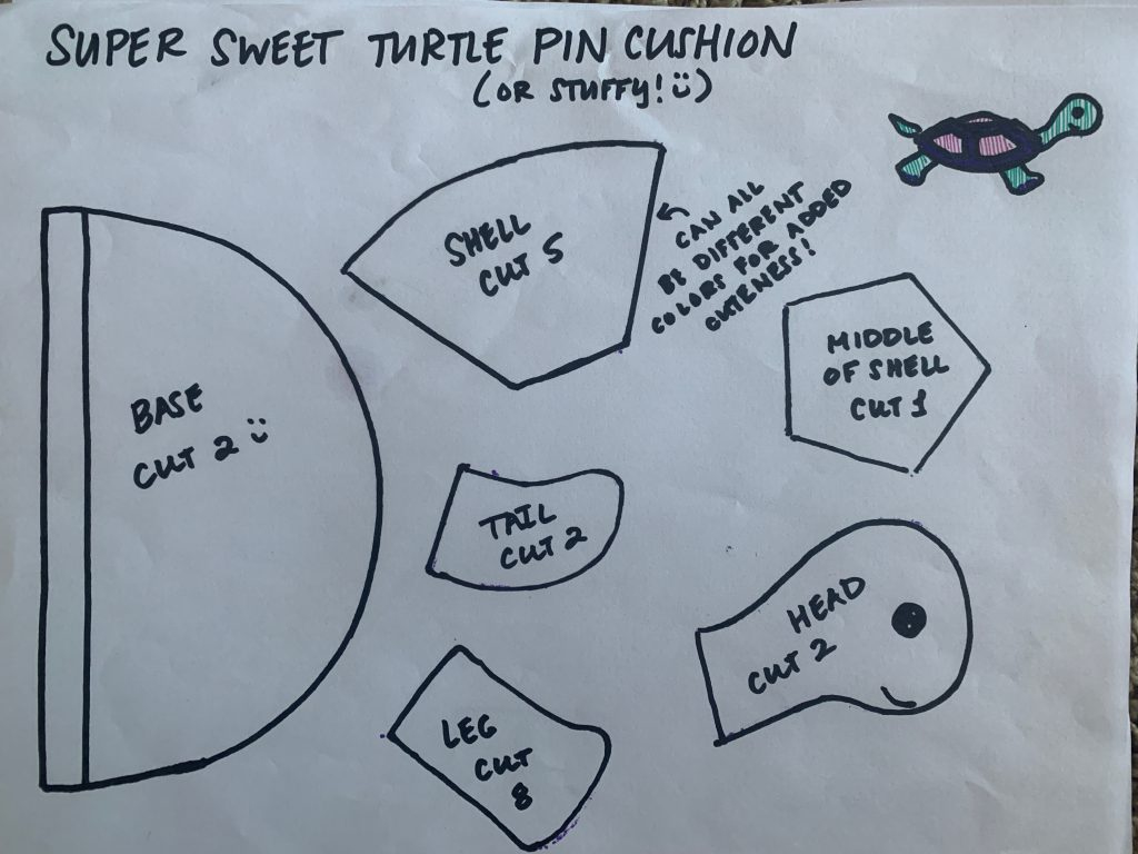 Mini Turtle Pin Cushion (Or Stuffie!) Tutorial – Paintbox Art Studio with regard to Free Printable Turtle Sewing Patterns