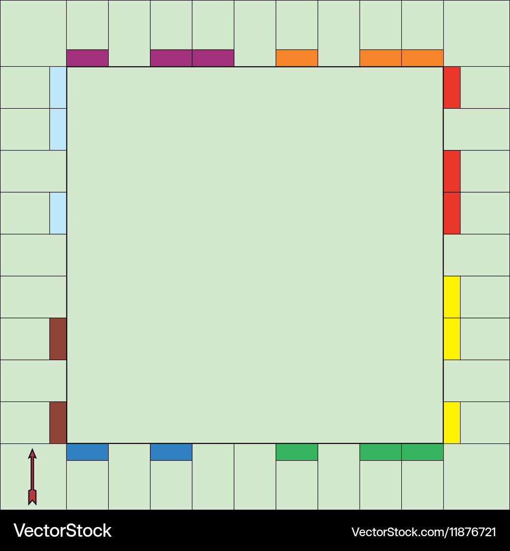 Monopol Spiel Board Vorlage Lizenzfreies Vektorbild in Free Printable Blank Monopoly Board