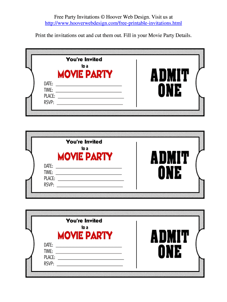 Movie Ticket Template Google Docs - Fill Online, Printable for Admit One Ticket Printable Free