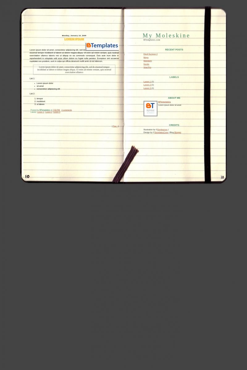 My Moleskine Blogger Template - Btemplates regarding Moleskine Com Templates Free Contents