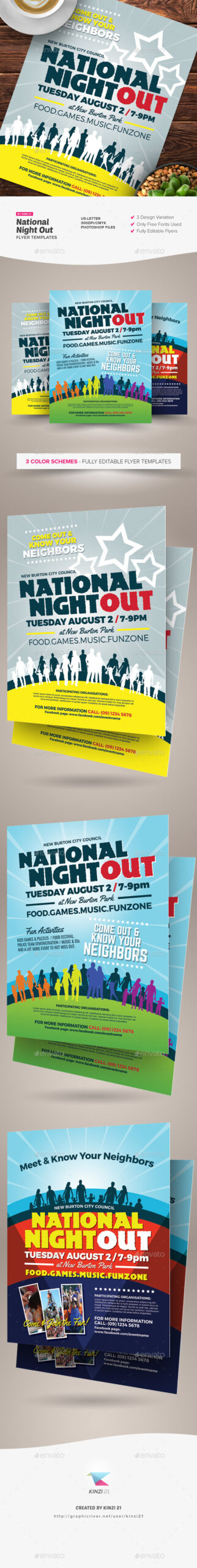 National Night Out Flyer Templates, Print Templates | Graphicriver within Free Templates For National Night Out Flyers and Images