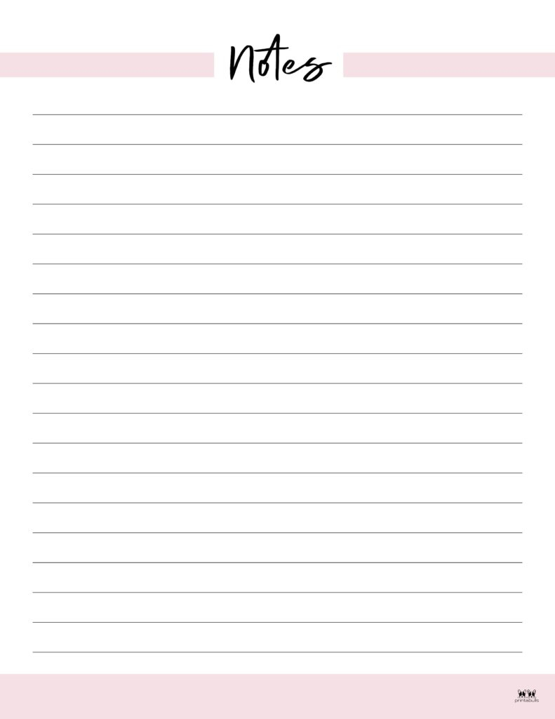 Note Pages &amp;amp; Templates - 30 Free Printables | Printabulls for Free Printable Note Taking Sheets