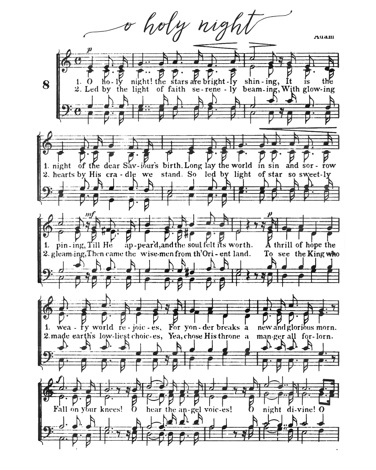 O Holy Night - Free Printable Christmas Sheet Music - Our regarding Free Printable Black Gospel Sheet Music