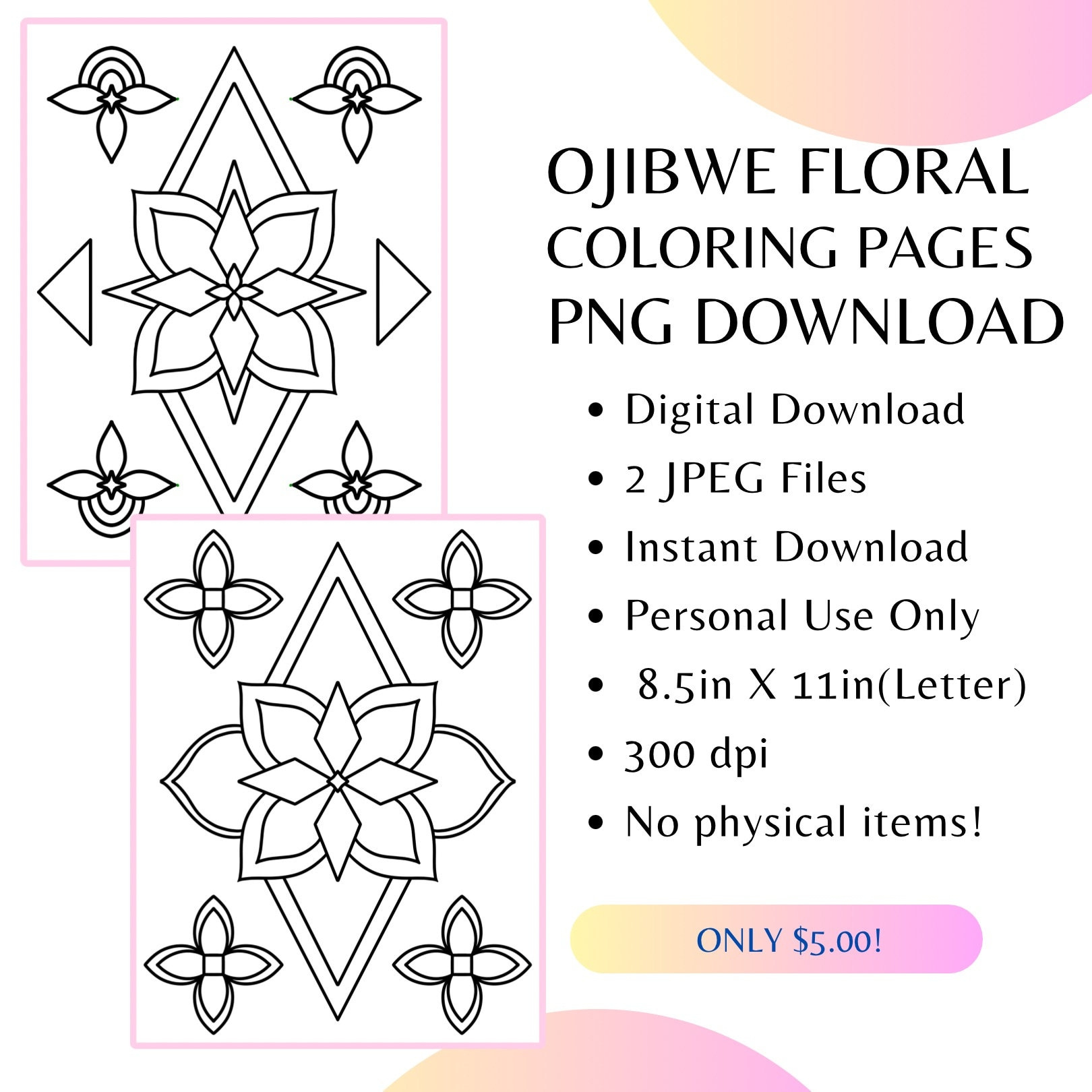 Ojibwe Floral Applique Patterns Printable Ojibwe Floral Coloring regarding Printable Ojibwe Floral Applique Patterns