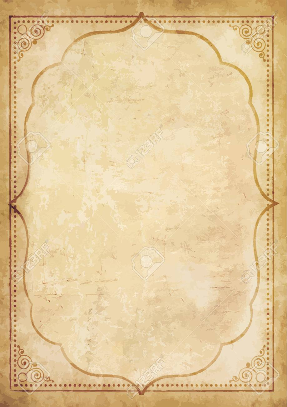 Old Grungy Vintage Paper Blank With Curly Oriental Frame Ornament pertaining to Free Old Letter Template