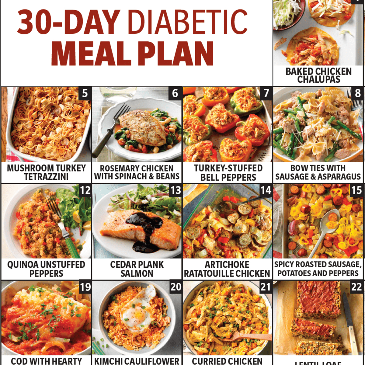 Our 30-Day Diabetic Meal Plan (With A Pdf!) I Taste Of Home in Free Diabetes Recipes Printable