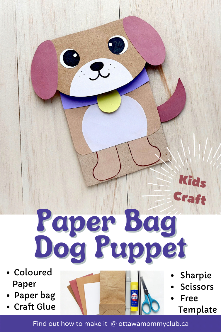 Paper Bag Dog Puppet With Free Template | Ottawa Mommy Club for Free Printable Paper Bag Puppets