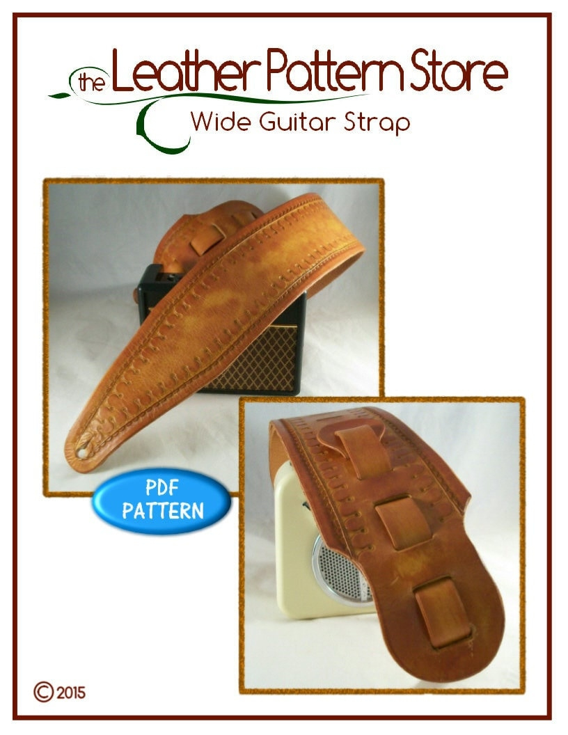 Pattern - Wide Guitar Strap Pattern - Standard Style - Revised And throughout Printable Leather Guitar Strap Pattern