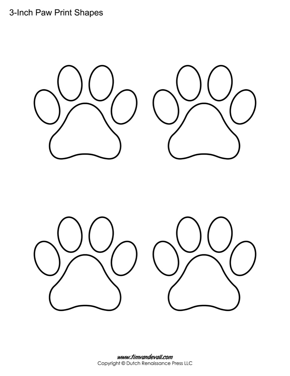Paw Print Template Shapes | Blank Printable Shapes with Free Printable Paw Print Stencils