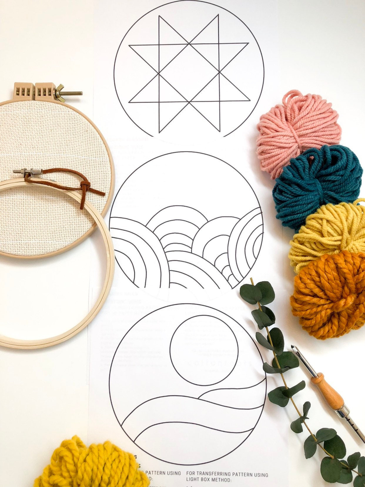 Pdf Muster Bundle, Punch Needle Patterns, Rug Hooking Pattern for Punch Needle Printable Patterns