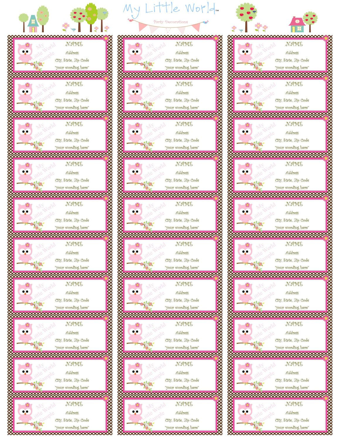 Personalized Return Address Labels Avery Return Address Labels regarding Avery 5267 Free Template
