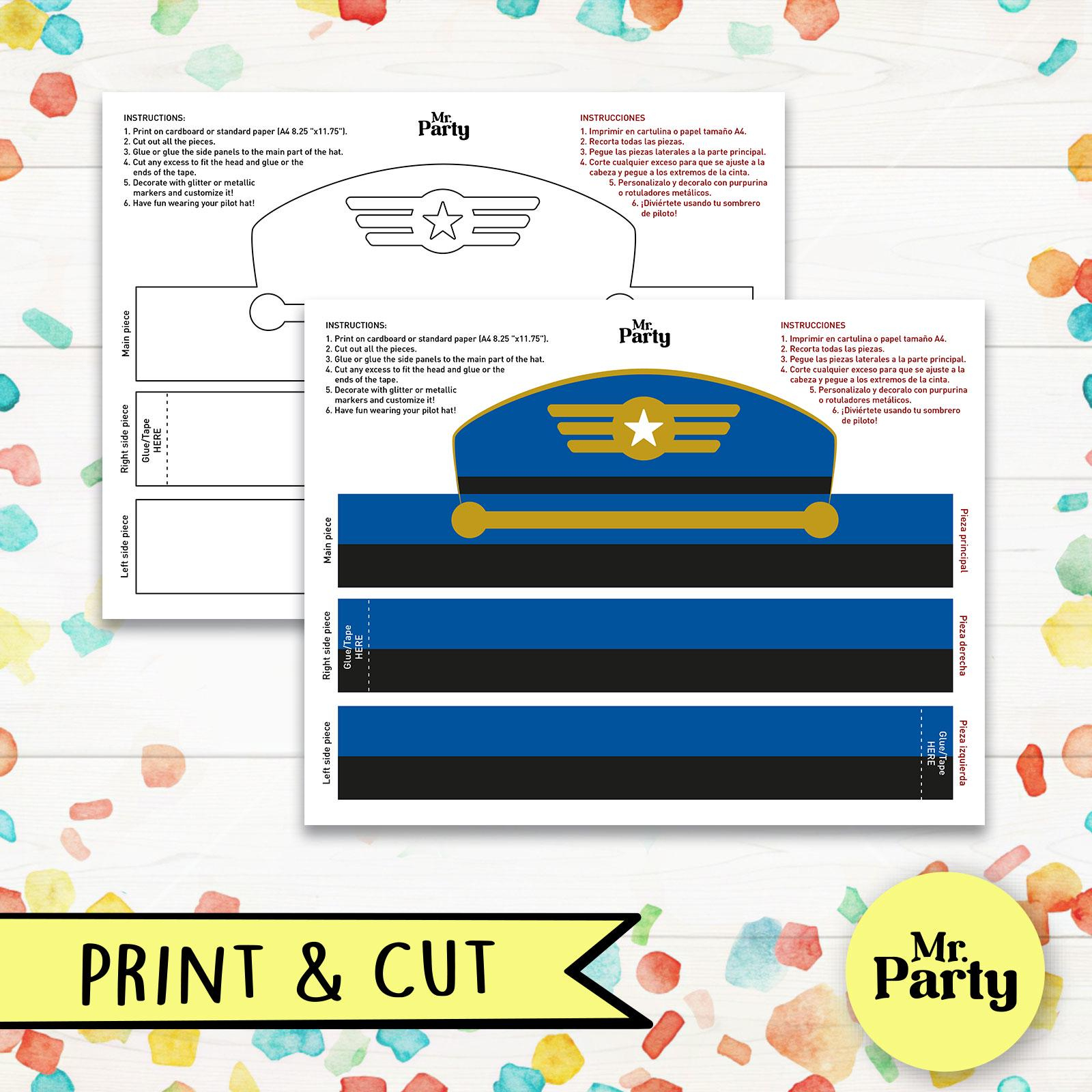 Pilot Hat Paper Crown, Printable Pilot Hat, Pilot Hat Party throughout Free Pilot Hat Printable