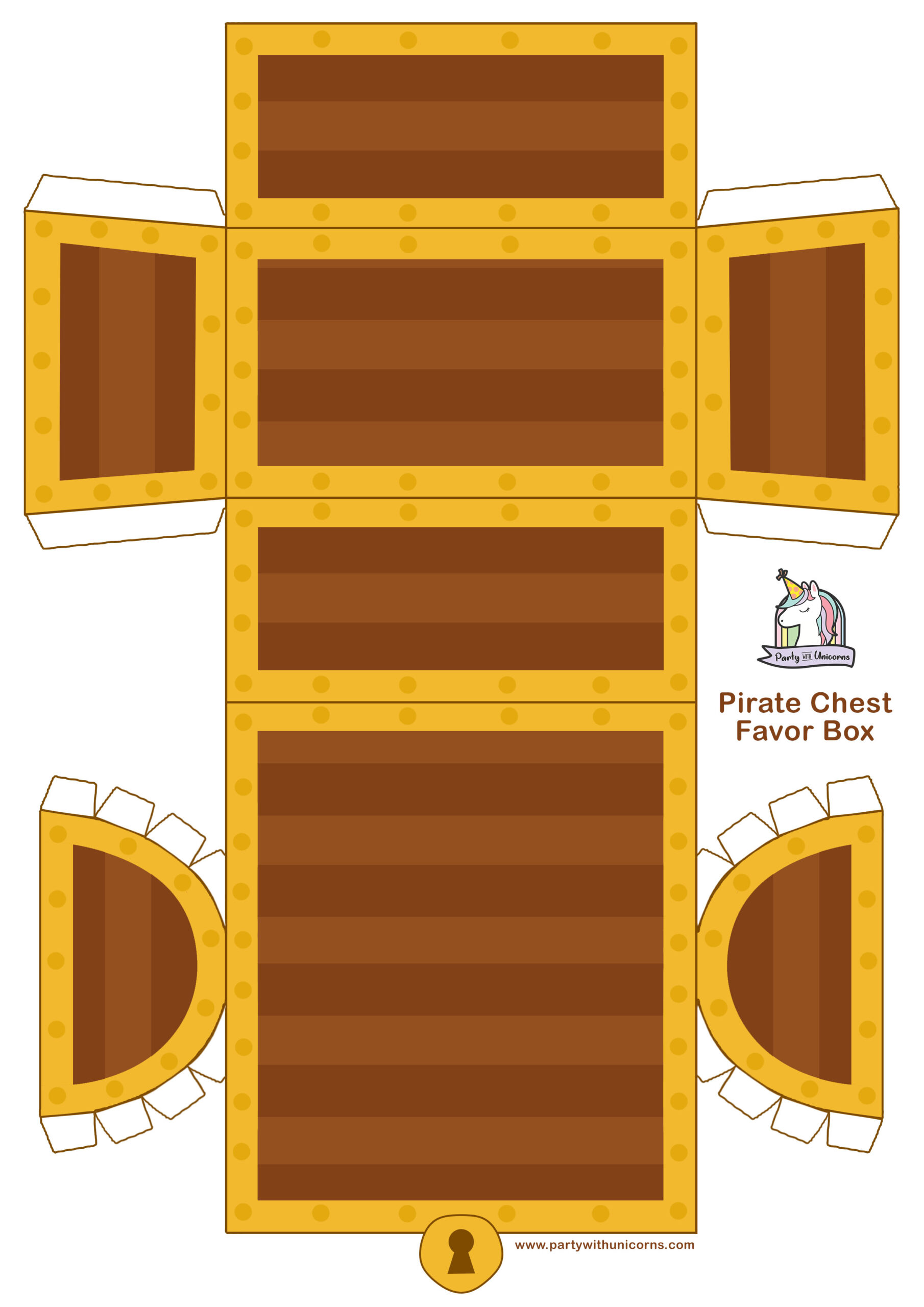 Pirate Treasure Chest Favor Box - Free Printable - Party With Unicorns inside Free Printable Treasure Chest Box Template