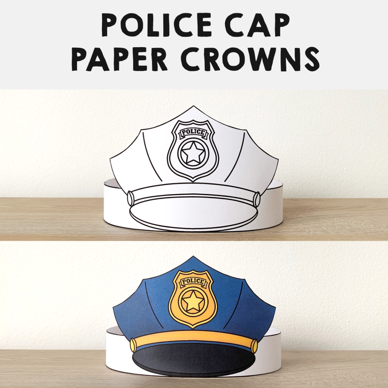 Police Hats Paper Crowns Printable Coloring Craft | Madeteachers pertaining to Free Police Hat Printable