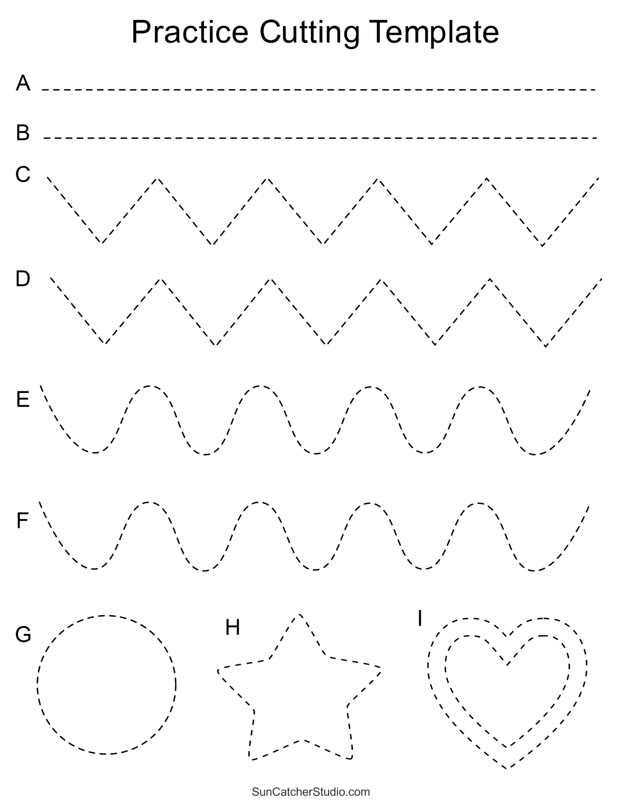 Practice Cutting Template (Skills Worksheet) – Free Printables throughout Printable Scroll Saw Patterns For Beginners