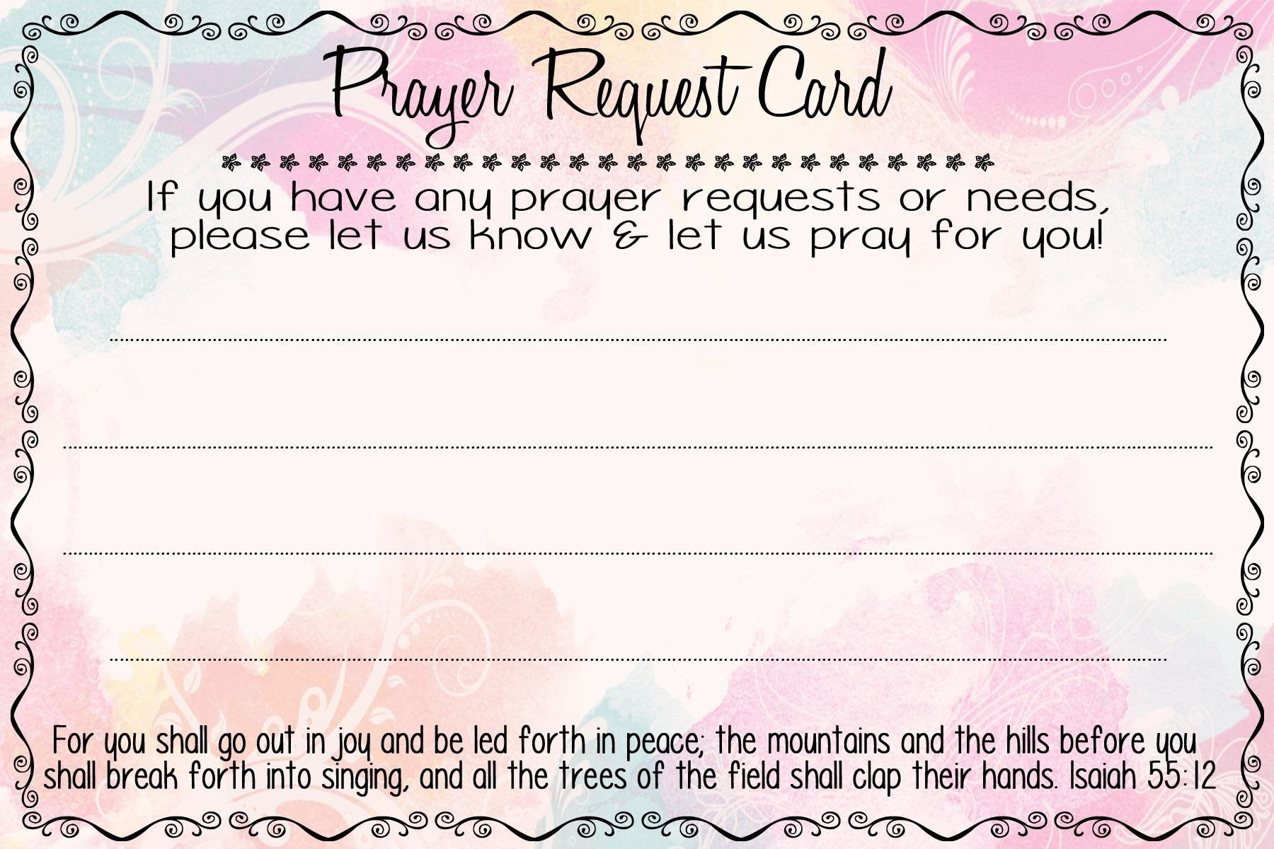 Prayer Request Cards with regard to Free Prayer Request Card Templates