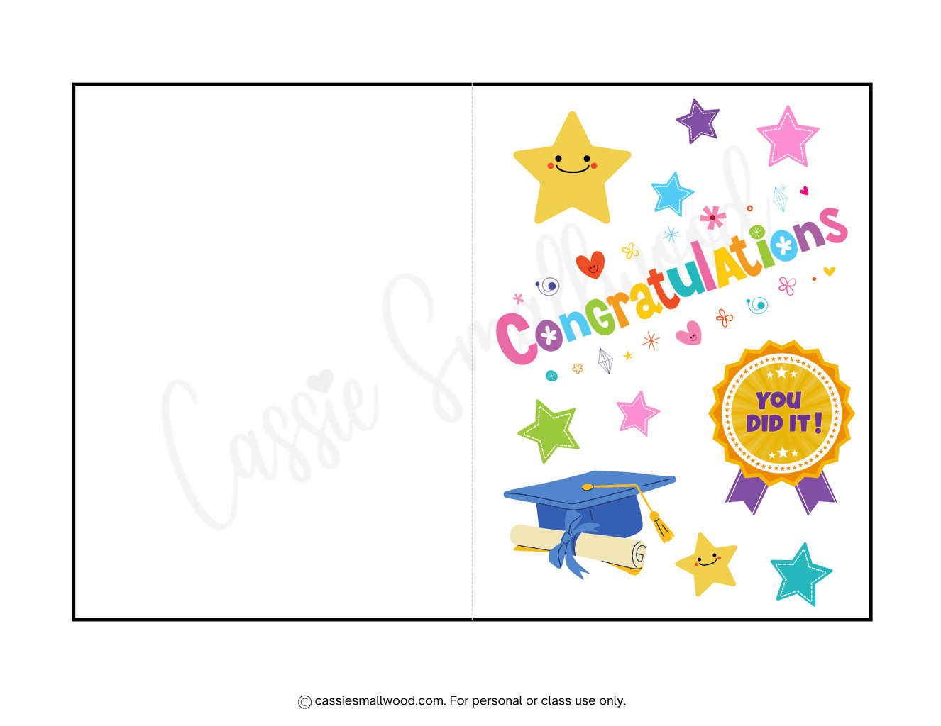 Preschool Or Kindergarten Graduation Card Free Printable - Cassie inside Free Printable Pre K Graduation Cards