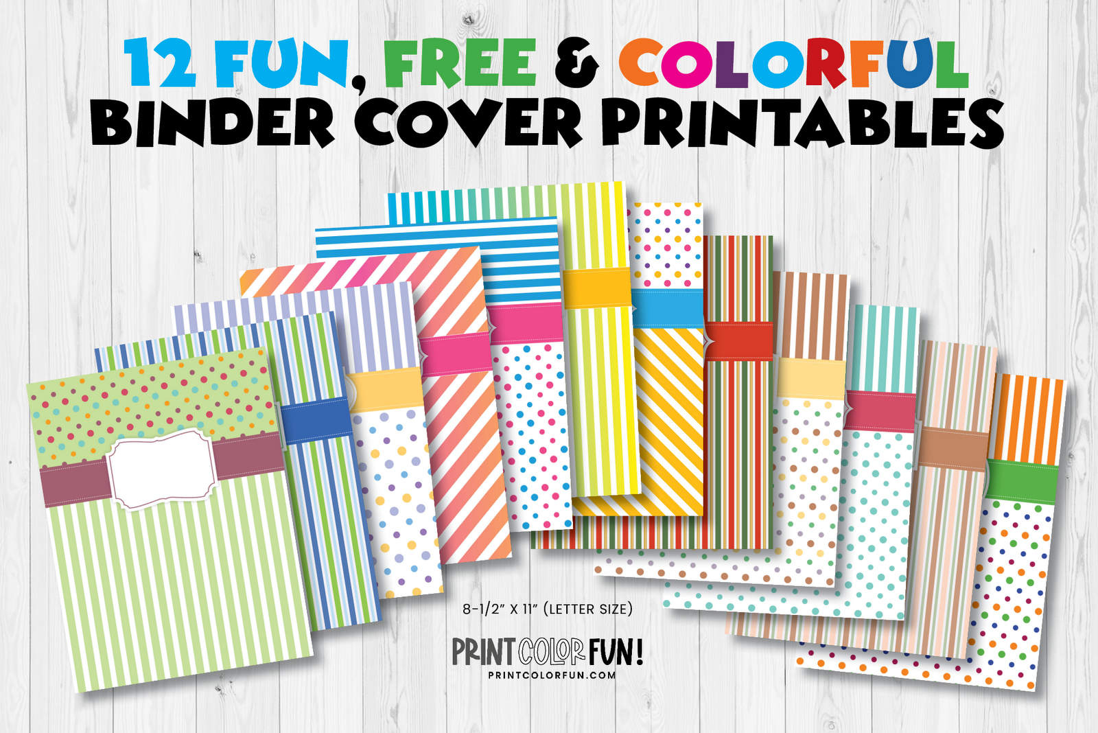Printable Binder Covers: 12 Free Colorful Sets With Matching Front for Binder Cover Templates For Free