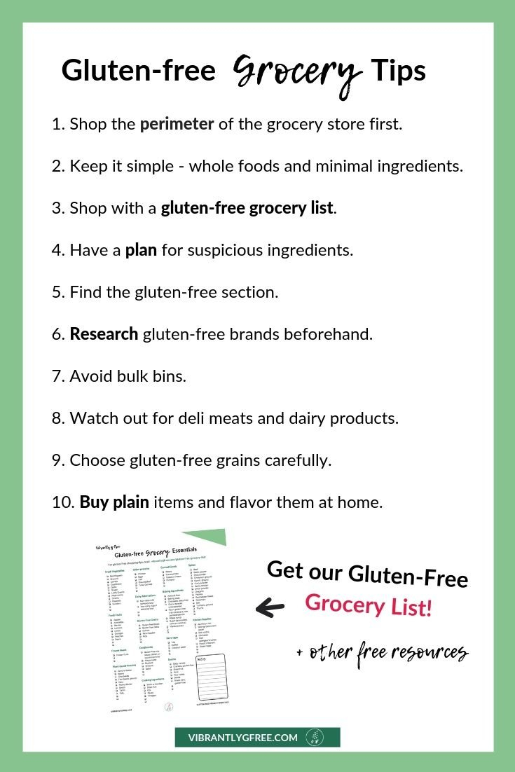 Printable Gluten Free Grocery List + 10 Tips! - Vibrantly G-Free inside Printable Gluten Free Diet Food List